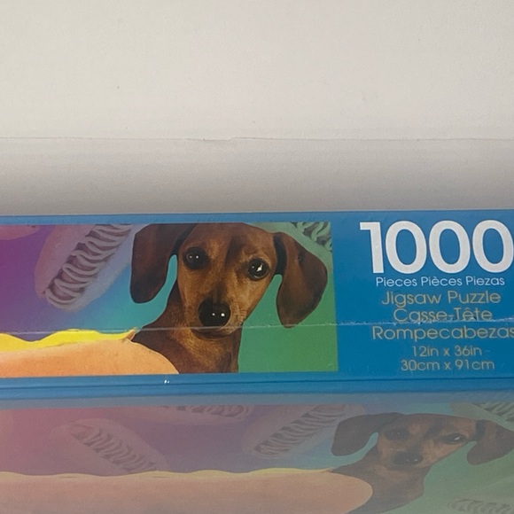 1000 Piece Jigsaw Puzzle Funny Wiener Dachshund  Hot Dog 12" x 36" Aquarius NEW - Picture 2 of 5